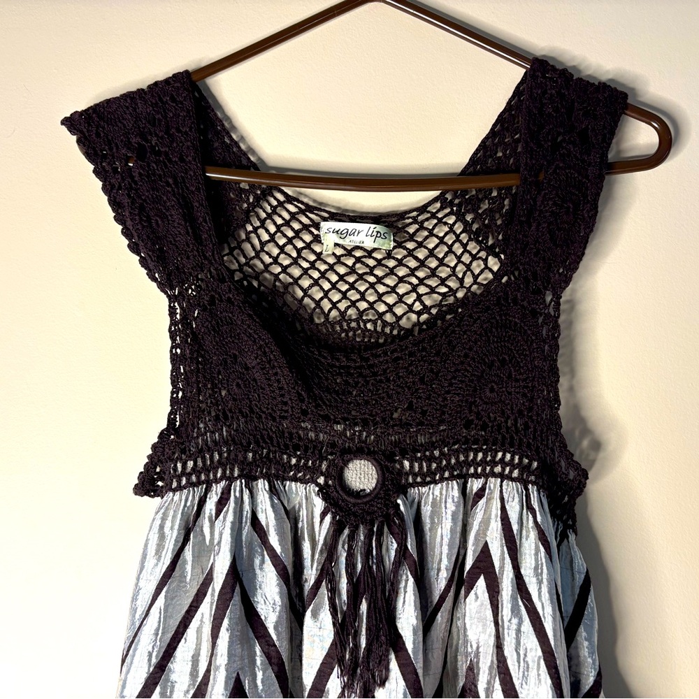 Sugar Lips Atelier Junior Dress In Brown And Shimmering Silver. Large. - Picture 2 of 6
